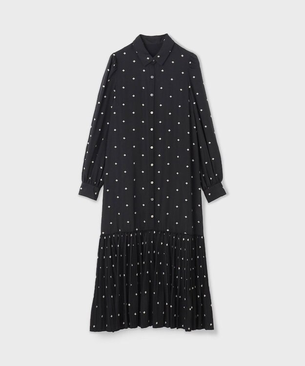 GRACE CONTINENTAL ベルト付刺繍ロングワンピース ブラック