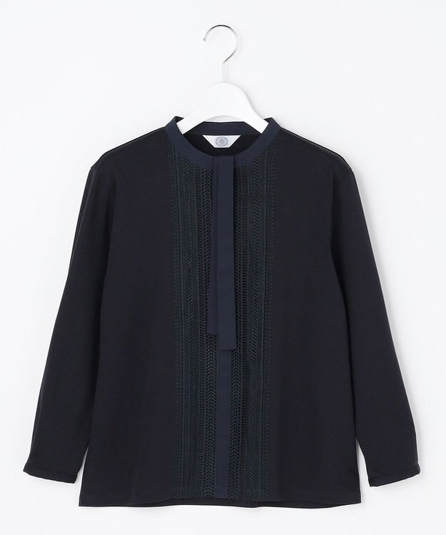 J.PRESS LADIES S レースコンビ ボウタイ カットソー ネイビー系