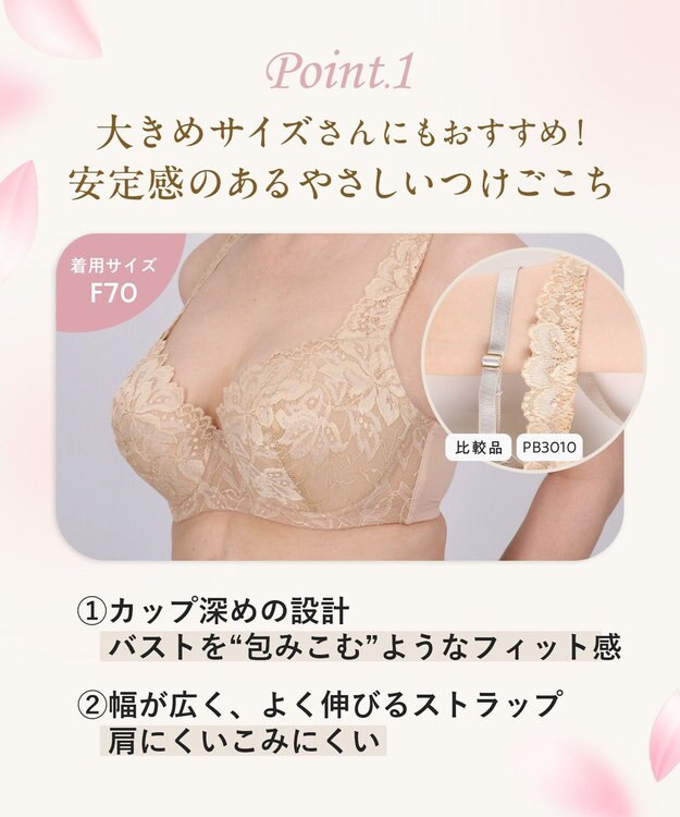 Wing ブラジャー Wing Lesiage 包みこむようなフィット感 安定感のあるつけごこち 肩にくいこみにくい ブラ PB3010 ウイング／ワコール ベージュ