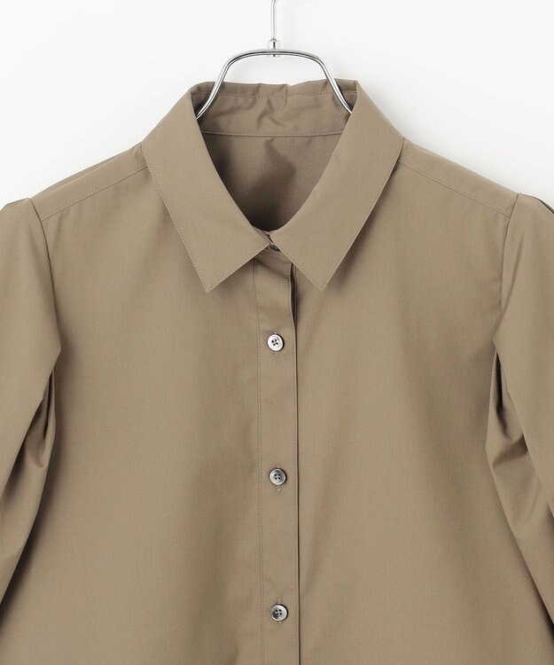 #Newans 【イージーケア】タックスリーブショート丈シャツ カーキ系