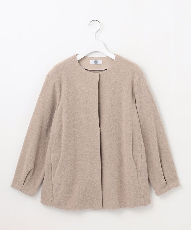 J.PRESS LADIES S ブークレー ノーカラーアウター ベージュ系