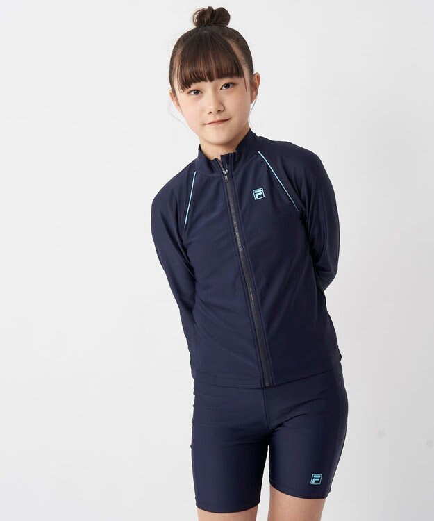 OP／FILA 【FILA】スタンドカラー長袖フルジップラッシュガード ネイビー×サックス
