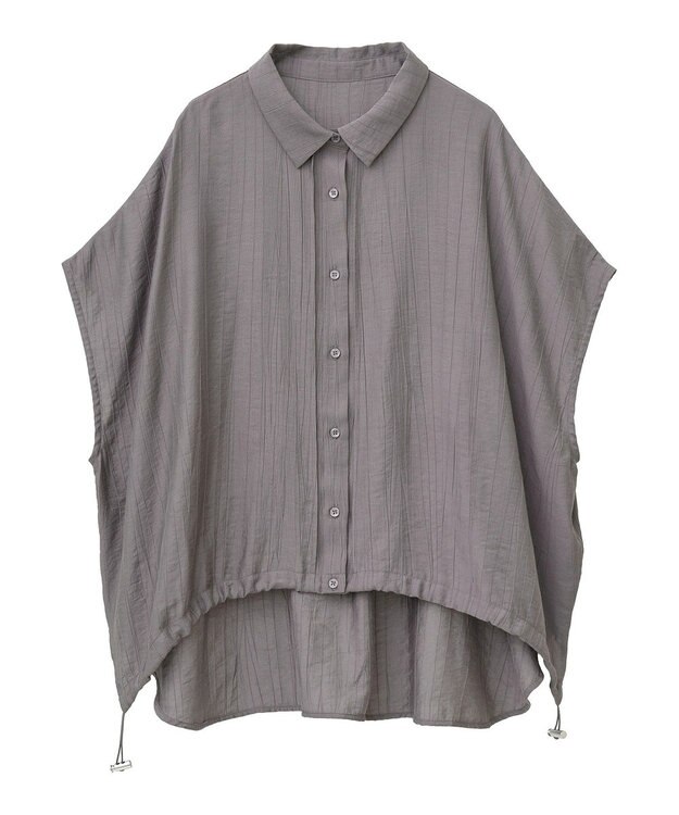 earth music&ecology 【接触冷感】裾ドロストフレンチスリーブシャツ Brown