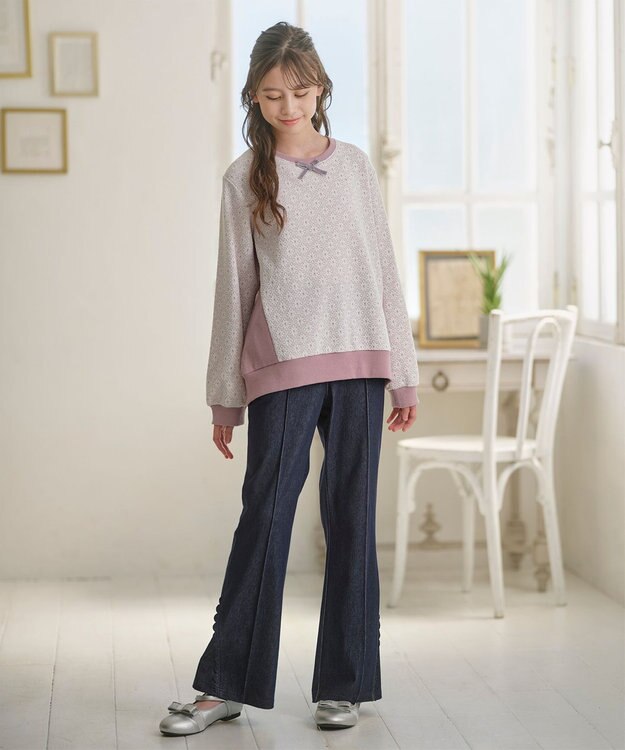 組曲 KIDS 【150-160㎝】 フロストフラワージャガード トレーナー ラベンダー