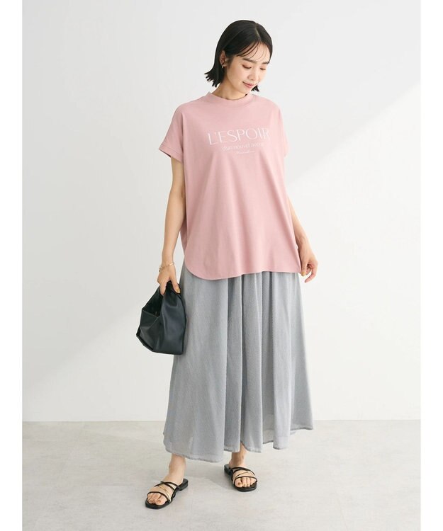 Green Parks 汗染み防止フレンチスリーブロゴＴシャツ Pink