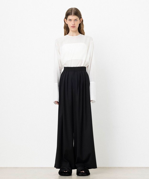 NAVE 【ReNAVE・洗える】4タックワイドパンツ ブラック系