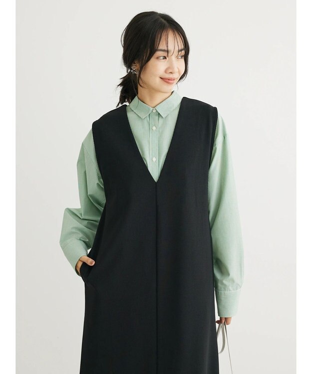 Green Parks ２ｗａｙ　洗えて着回せるジャンスカ Black