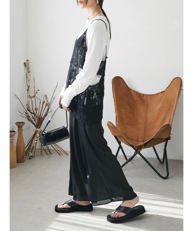 Green Parks AnriettMusee シアータックワイドパンツ Black