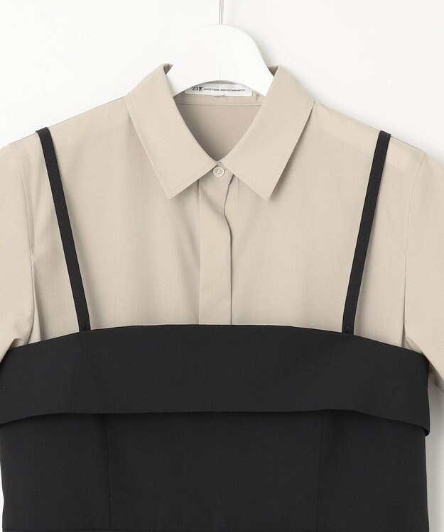23区 【CLASSY.コラボ】ビスチェコンビ シャツワンピース 【WEB限定】ベージュ×ブラック
