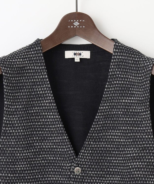 JOSEPH ABBOUD 【イタリア糸使用/清涼感/軽い/洗える】スラブギマニットベスト ブラック系7