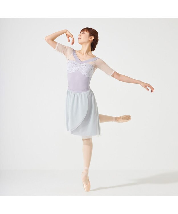 Chacott ハーフスリーブレオタード パールグレー