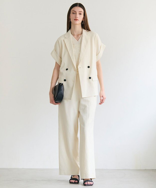 BEIGE， LYCORIS / カットフリンジ Vネックニット Ecru