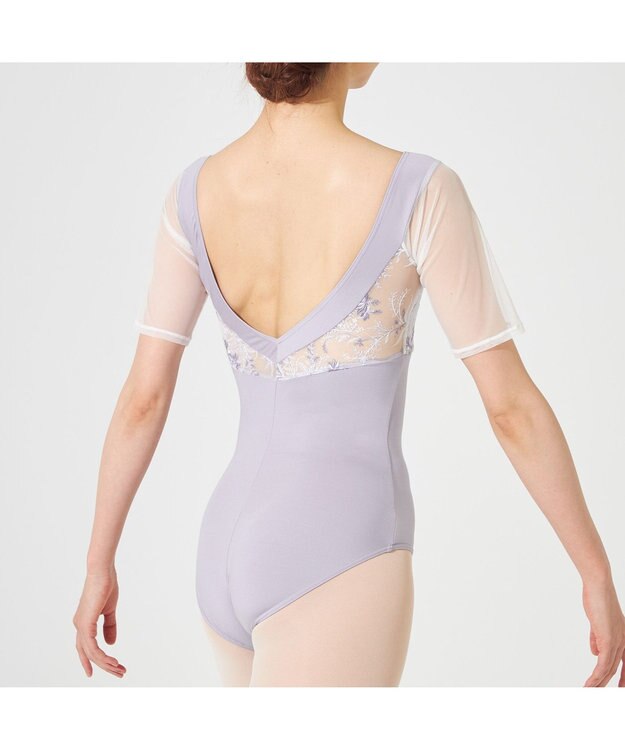 Chacott ハーフスリーブレオタード パールグレー