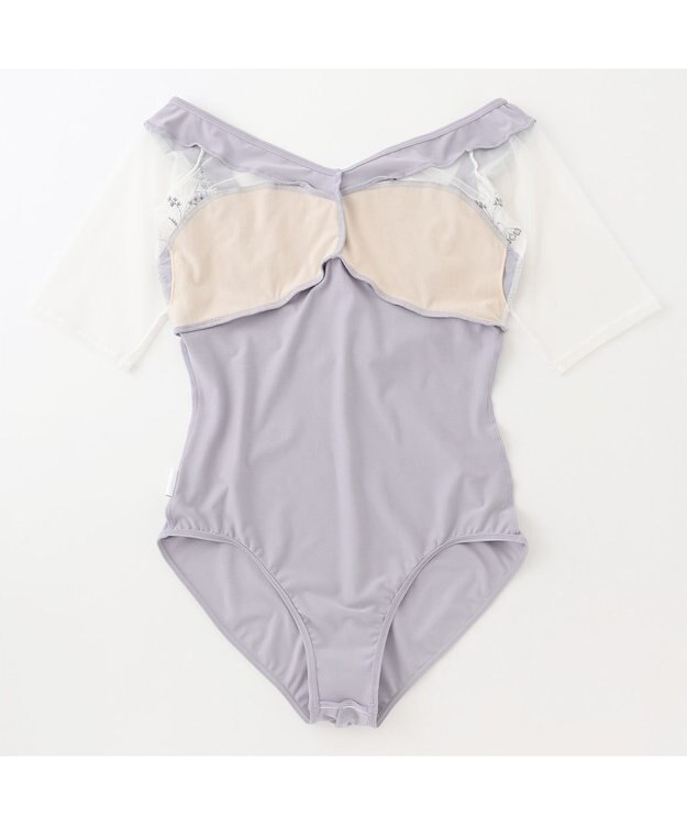 Chacott ハーフスリーブレオタード パールグレー