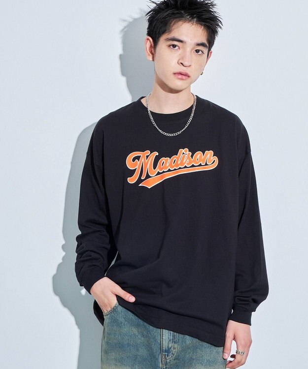 WEGO アクセ付きグラフィックT（LS） ブラック