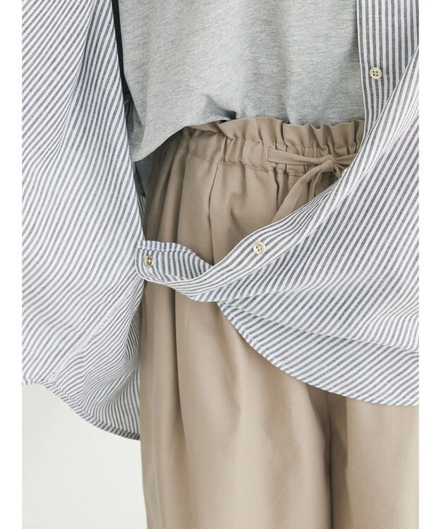 Green Parks リネンレーヨン２ｗａｙシャツ Stripe Black