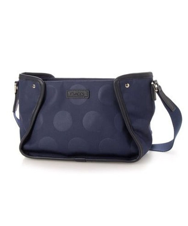 Y'SACCS ヒートエンボス ポルカドットポシェット ネイビー