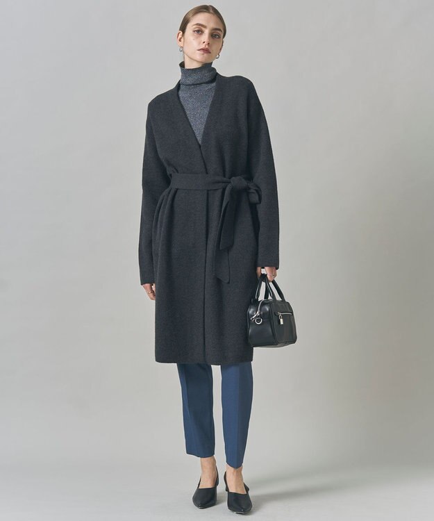 ICB L ミルドウール ロングカーディガン チャコール系