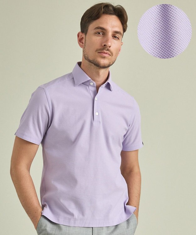 GOTAIRIKU 2年連続売上NO1【仕事で着られる】キレイめ 鹿の子ビズポロシャツ パープル系