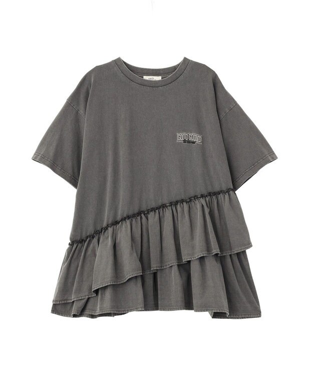 earth music&ecology 異素材ドッキンググラフィックTシャツ Charcoal Gray