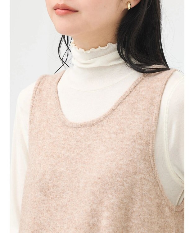 earth music&ecology Ｓｅｔ２点クロスニット＋ノースリーブニットワンピース Beige