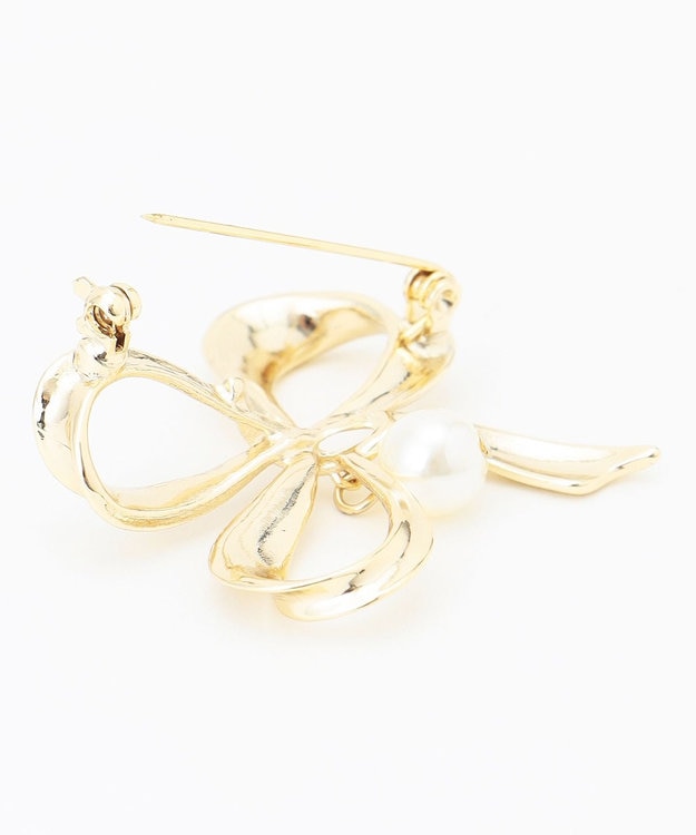組曲 リボンパールブローチ ゴールド系