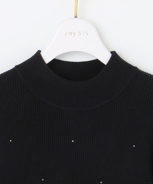 ANY SIS 【洗える】ビジュー プルオーバー ブラック