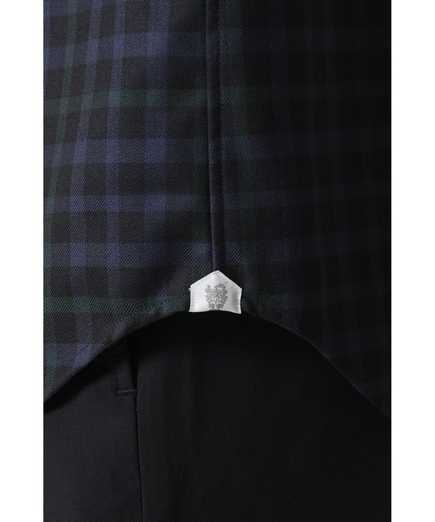 DAKS ウールチェック 隠しボタンダウンシャツ ブラック