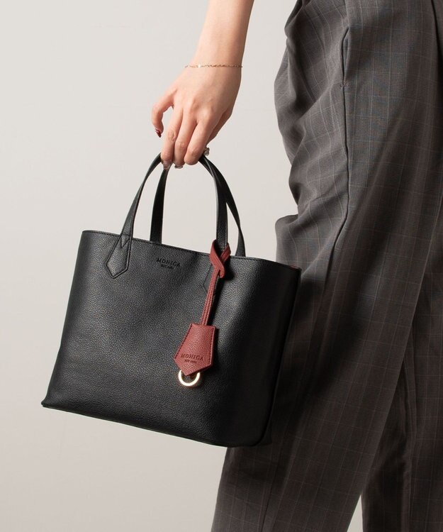 LA BAGAGERIE 【MONICA】バイカラーミディトートバッグ ブラック