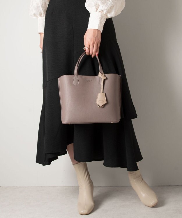 LA BAGAGERIE 【MONICA】バイカラーミディトートバッグ グレー