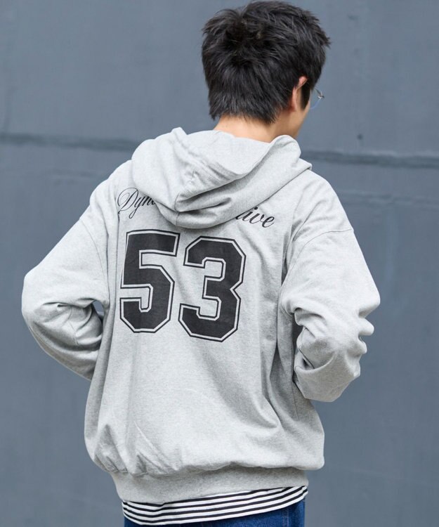 WEGO 【ユニセックスITEM/MLサイズ展開】ナンバリングカットZIPパーカー 杢グレー