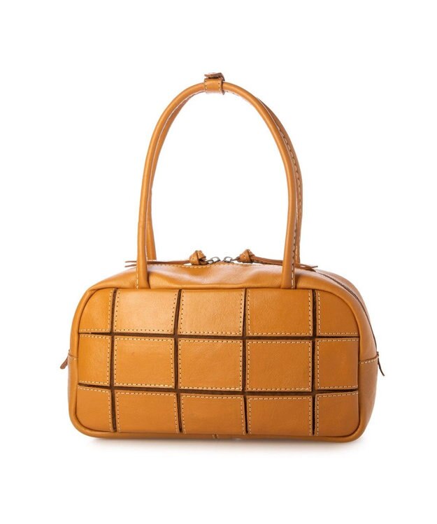 UNBILLION ピークスピーク PEAKS PEAK / 牛革パッチワーク横長ボストン キャメル