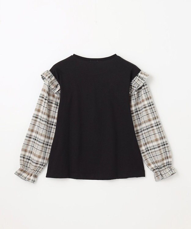 ANY KIDS チェック袖 ドッキング プルオーバー ブラック