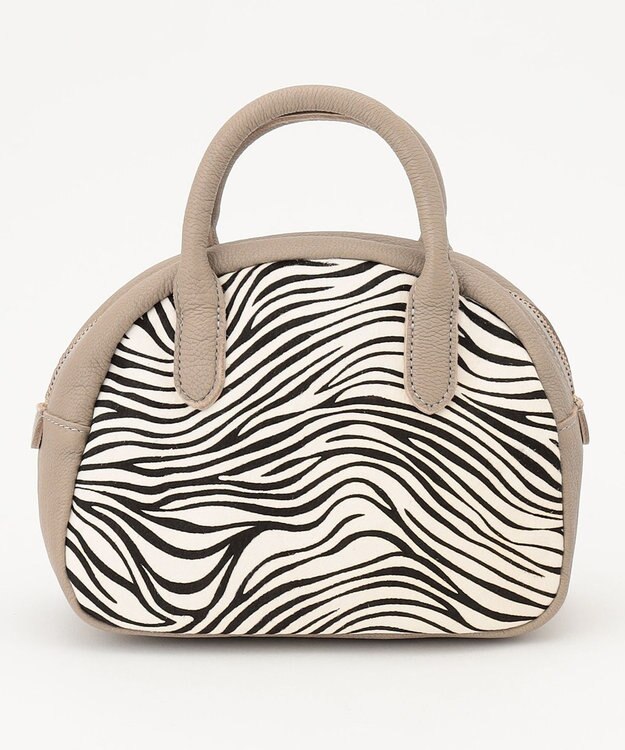 UNBILLION perche 牛革ハラコタイプ×ゴートハーフムーン2wayボストン ライトグレー