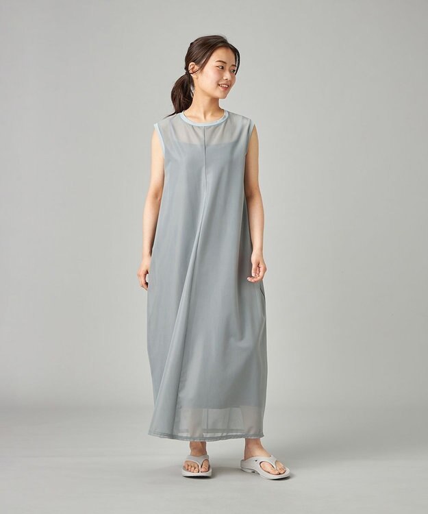 Chacott シアーコクーンワンピース シーグリーン