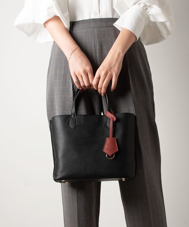 LA BAGAGERIE 【MONICA】バイカラーミディトートバッグ ブラック