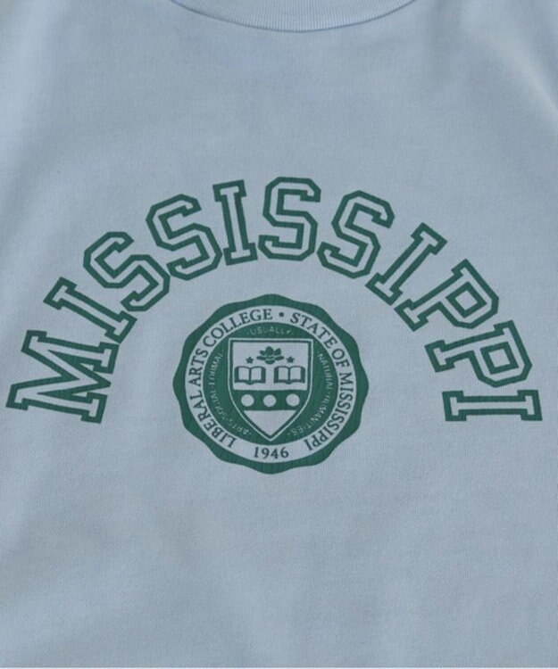 WEGO 【ANGIE VINTAGE】ピグメントカレッジロゴショートスウェット サックス