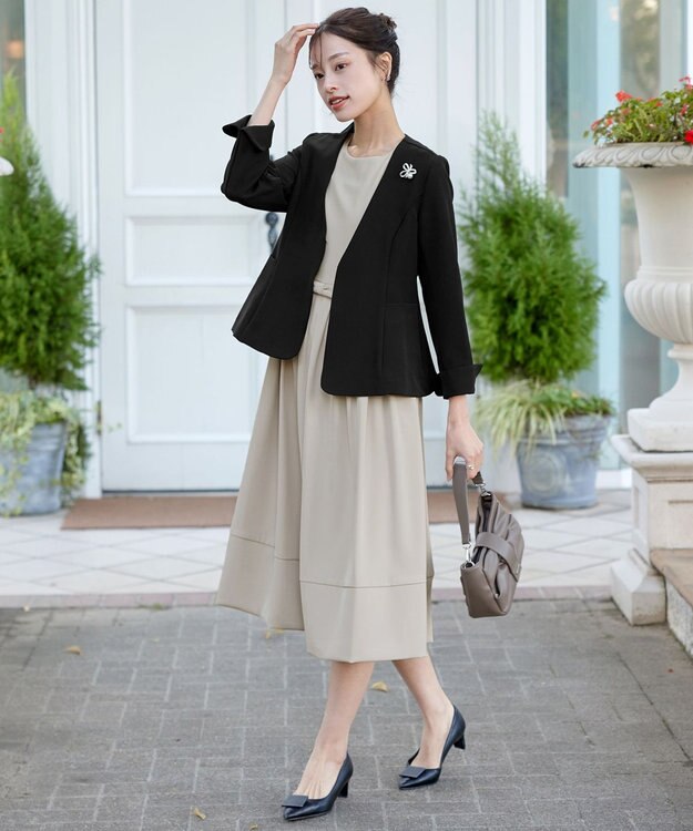 Tiaclasse L 【ストレッチジョーゼット】フレアジャケット ブラック