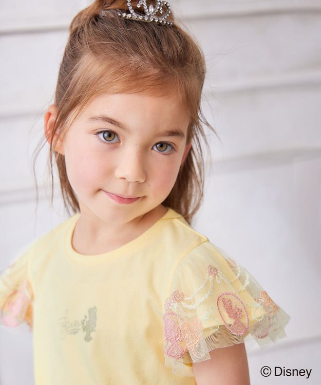 ANY KIDS 【ディズニープリンセス】袖 刺繍 Tシャツ クリーム<ベル>