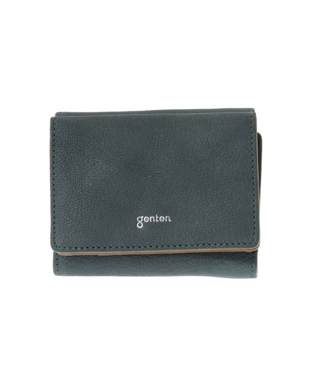 genten 【新型】フレスコ 三つ折り財布 グリーン