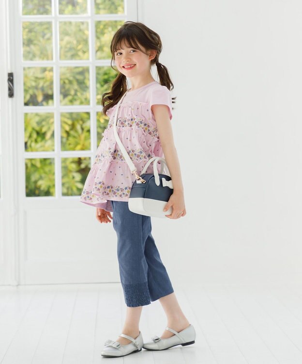 組曲 KIDS 【150-160㎝】ティアードフラワー チュニック ピンク