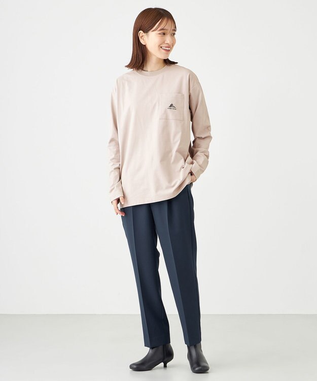 SHARE PARK LADIES 【洗える】ダブルクロスストレッチパンツ ネイビー