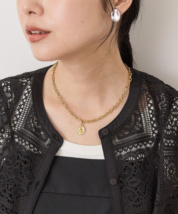 AMERICAN HOLIC 【ステンレス】コイントップチェーンネックレス Gold