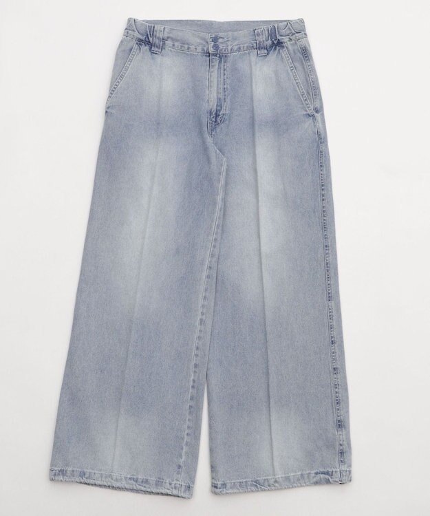 WEGO イージーバギーフレアデニムスラックス デニム淡加工色