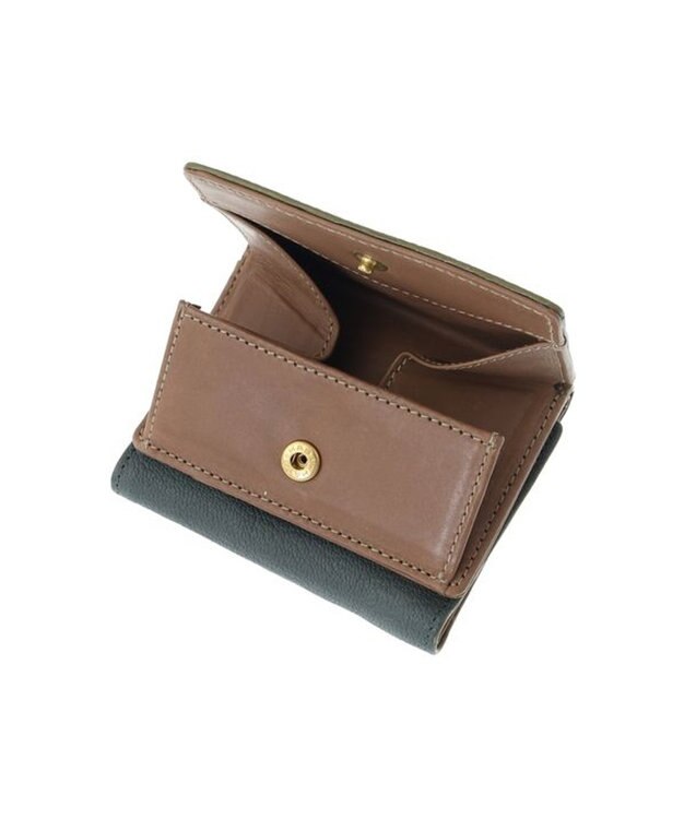 genten 【新型】フレスコ 三つ折り財布 グリーン
