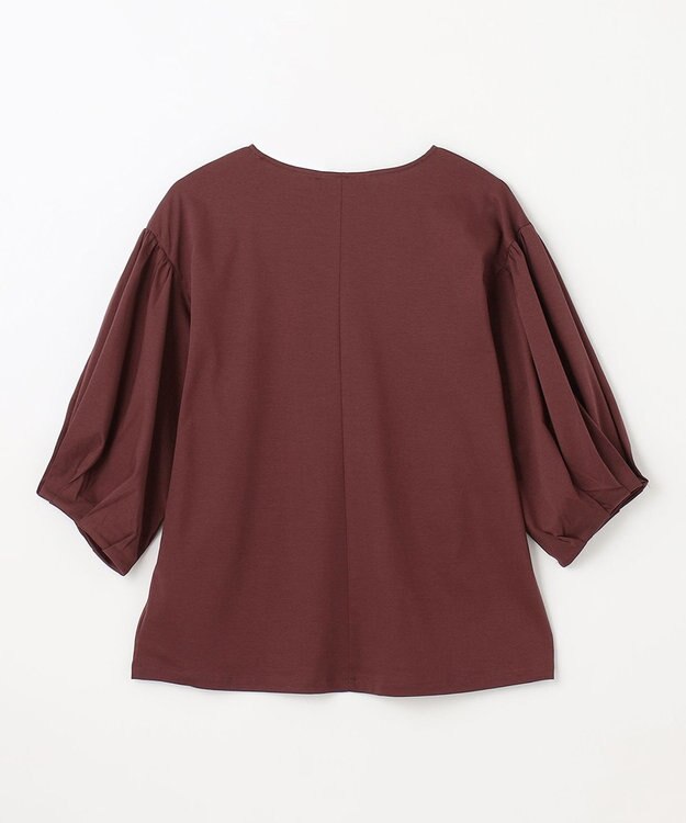 ANY シルケットスムースパフスリーブトップス ボルドー