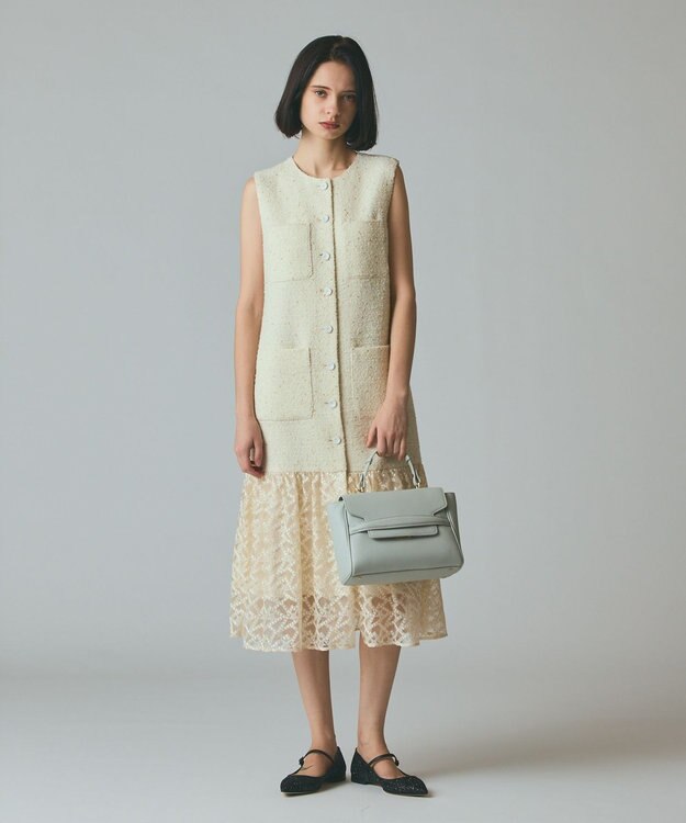 GRACE CONTINENTAL チュールコンビツイードワンピース キナリ