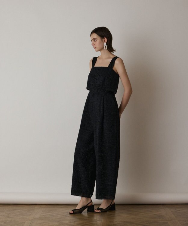 GRACE CONTINENTAL カットジャガードサロペット ブラック