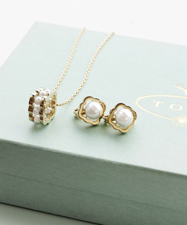 TOCCA PEARL CLOVER NECKLACE ネックレス ゴールド系