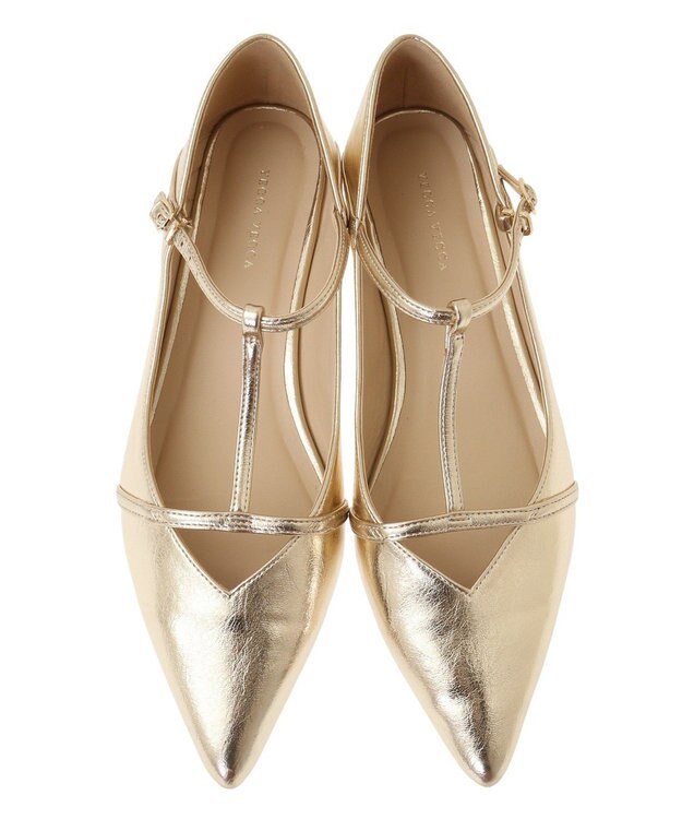 YECCA VECCA メリージェーンTストラップパンプス Gold